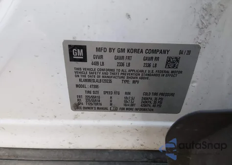 2020 Buick Encore Gx Awd Select from USA, damaged, VIN KL4MMESL4LB120235